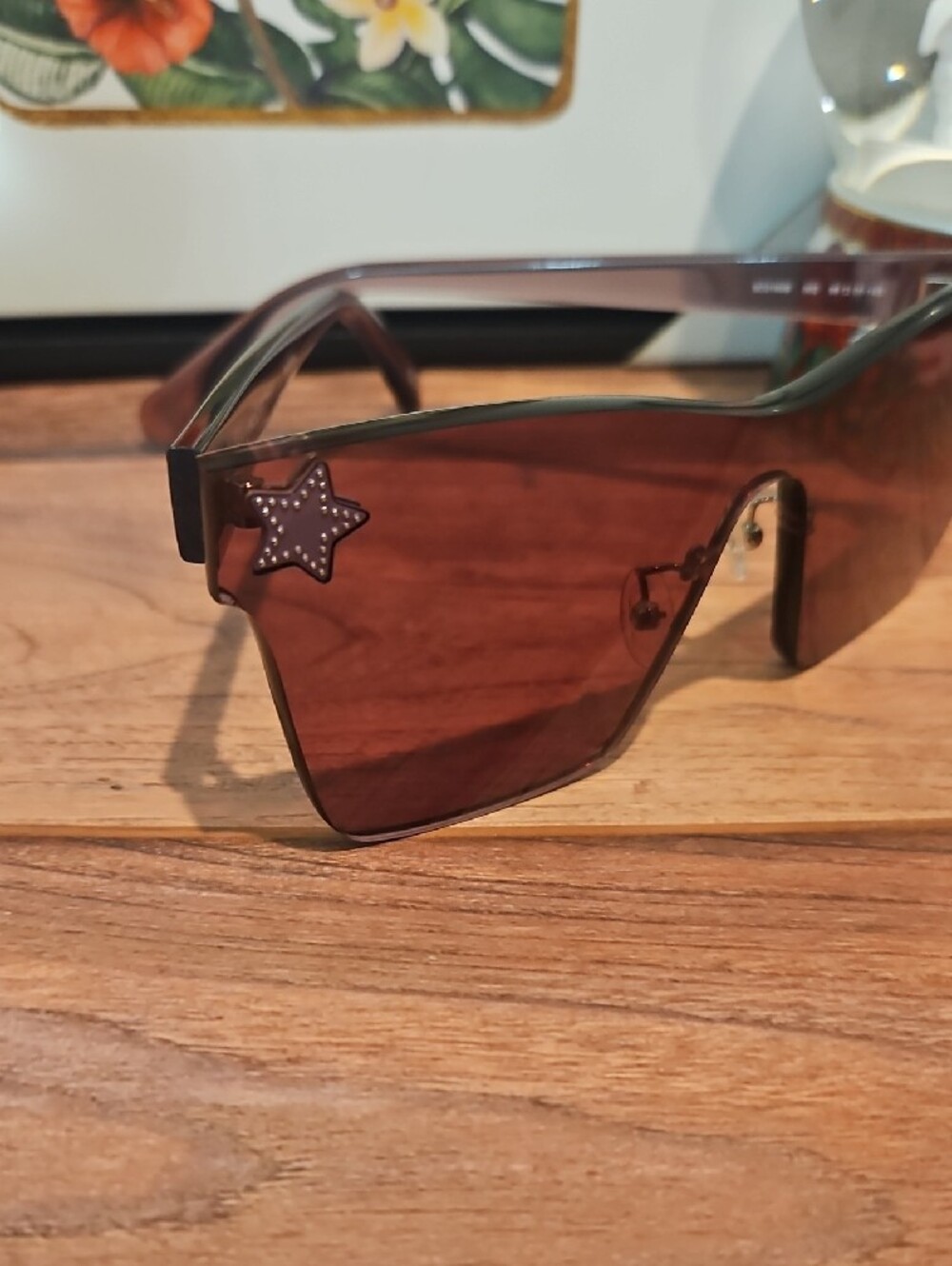 Stella McCartney Oversized Shield Sunglasses in Dark Burgundy - Picture 3 of 12